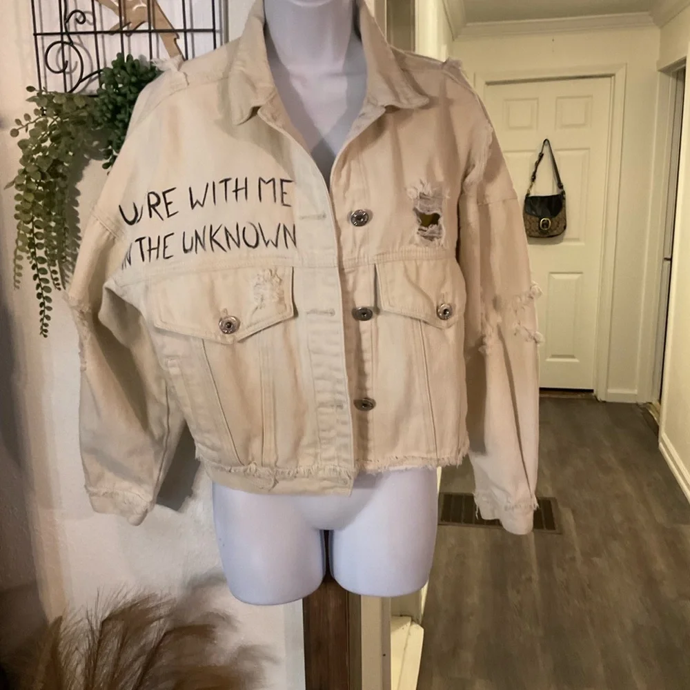 Laney Rene upcycled Cream Denim POL Jacket - Picture 1 of 7